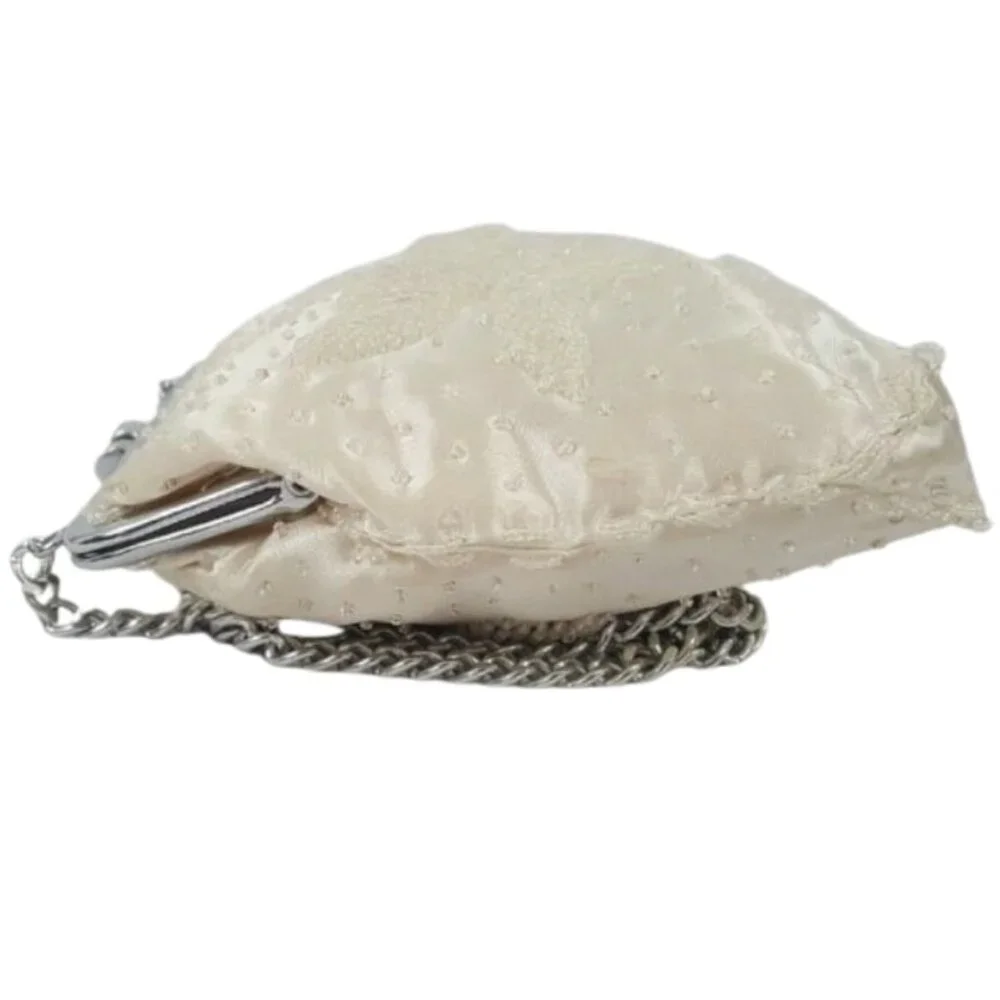 Vintage 80s Remco of California Evening Clutch/Shoulder Ivory Iridescent Beaded